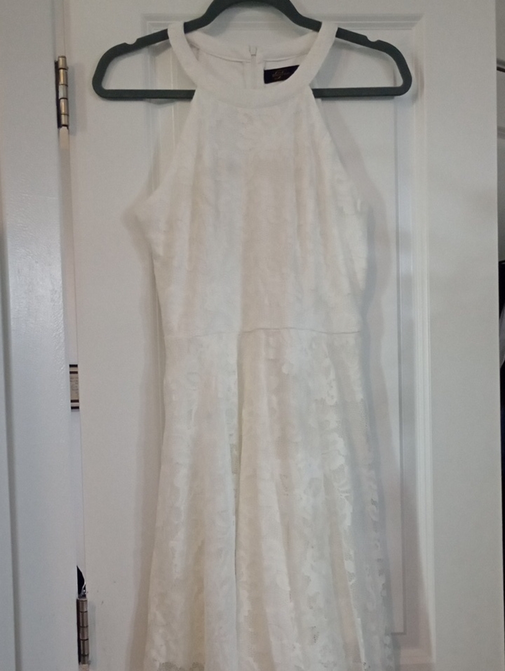 Sleeveless White Angelic/Goddess Midi Dress with All Over Lace Detail Size M